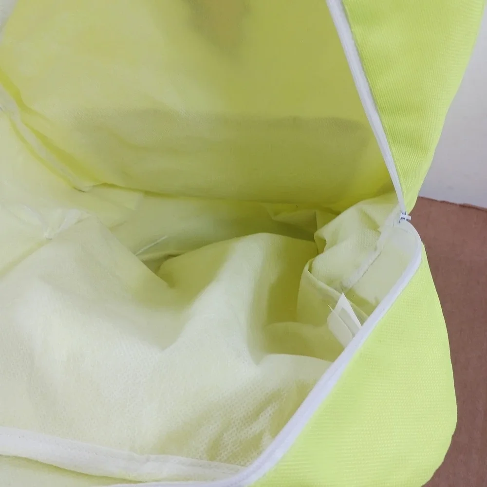 Neon Yellow Canvas Backpack with Lightning Bolt Patch and White Straps